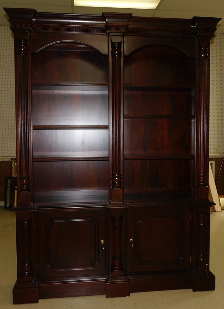Mahogany 2 Piece Open Bookcase with Fluted Columns (1 of 5)