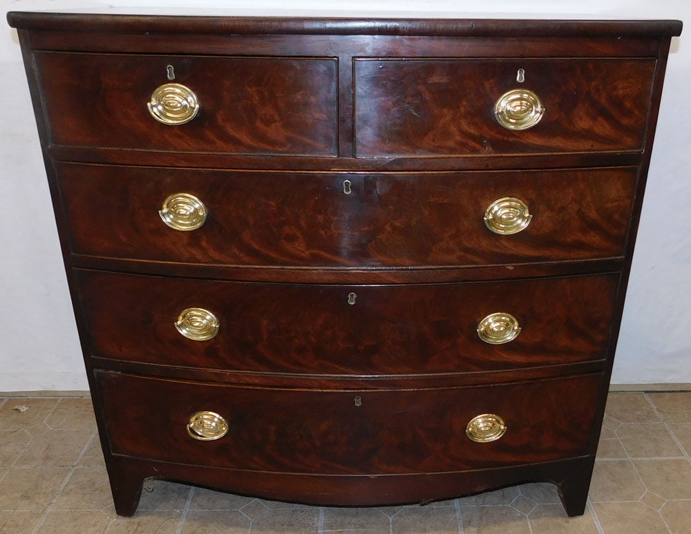 19th Century Mahogany 2/3 Drawer Bow Front Chest (1 of 7)