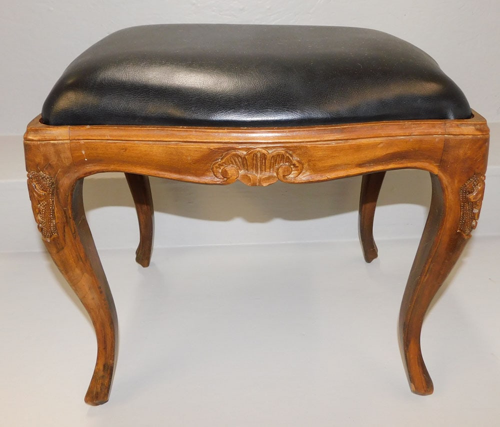 Antique Carved Walnut French Stool (1 of 2)