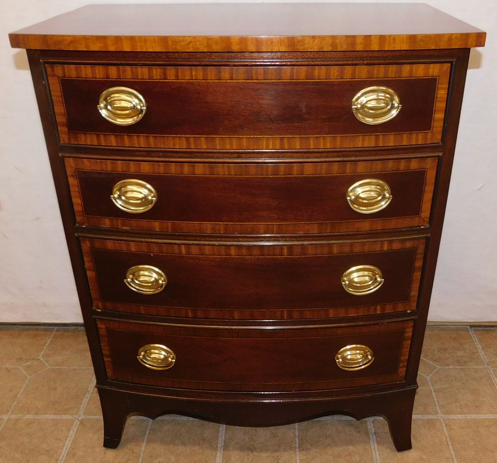 Mahogany & Satinwood Banded 4 Drawer Night Stand by Councill Craftsmen (1 of 7)