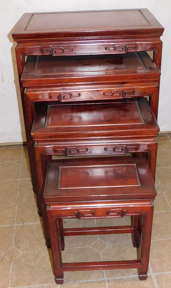 Set of 4 Oriental Rosewood Nesting Tables (1 of 4)