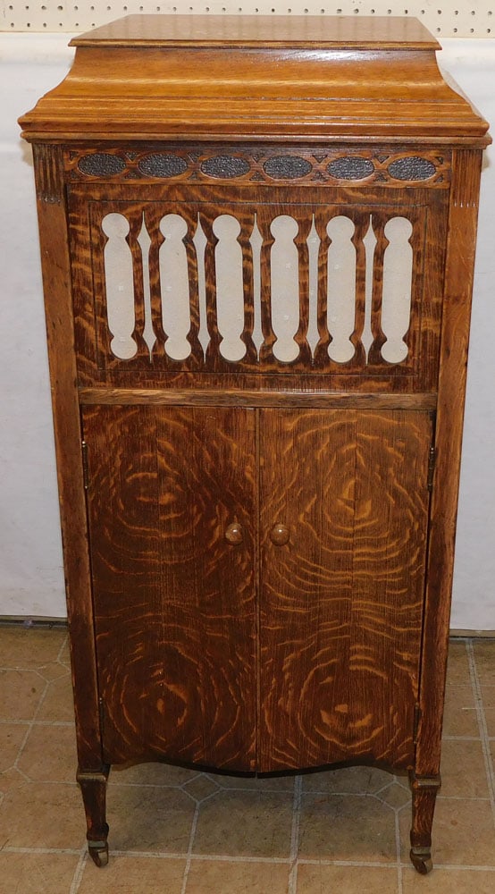 Antique Tiger Oak 'Pathe Freres' Phonograph Wind Up Record Player (1 of 13)