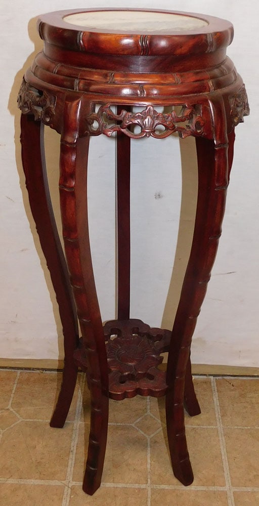 Oriental Rosewood Plant Stand with Marble Top (1 of 3)