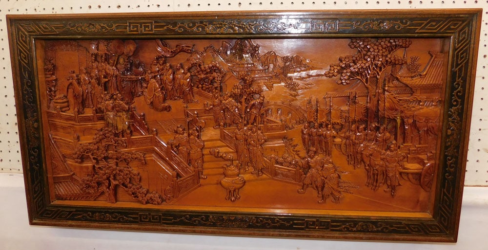 Oriental Carved Wood High Relief Wall Panel (1 of 7)