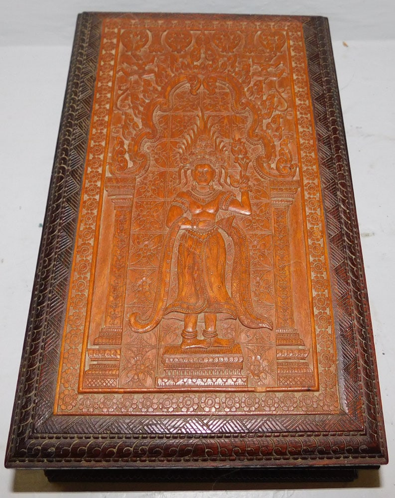 Oriental Carved Wood Dresser Box (1 of 4)