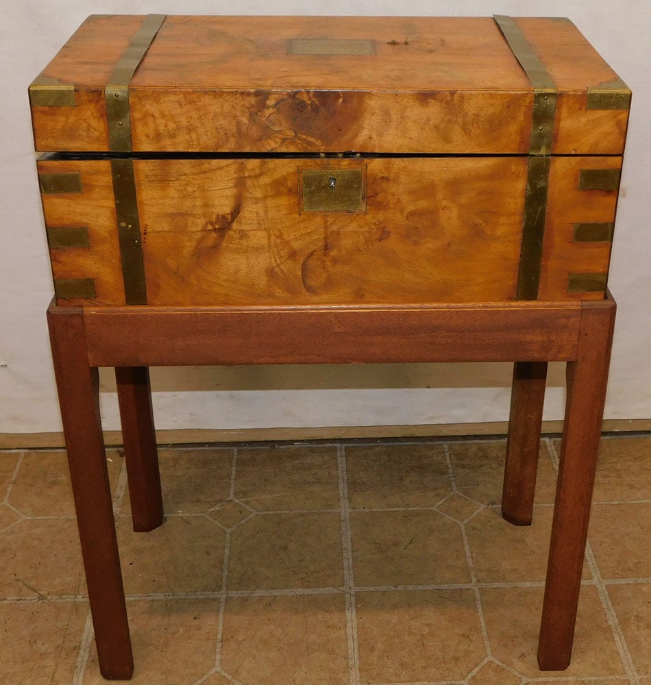 19th Century Walnut & Brass Bound Lap Desk on Stand (1 of 7)