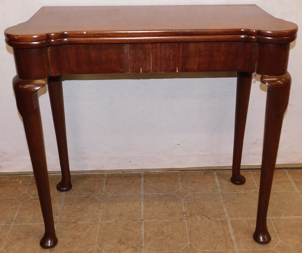 19th Century Walnut Fold Over Top Game Table with Guinea Pockets (1 of 5)