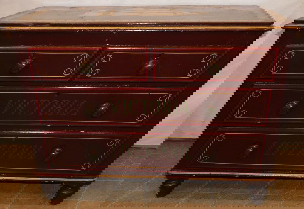 19th Century English Ship Paint Decorated 2/2 Drawer Chest (1 of 7)