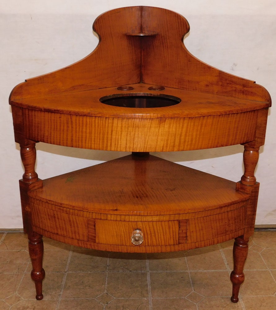 19th Century New England Tiger Maple Corner Washstand (1 of 8)