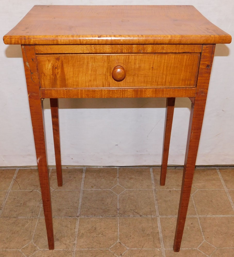 19th Century New England Tiger Maple 1 Drawer Stand (1 of 6)