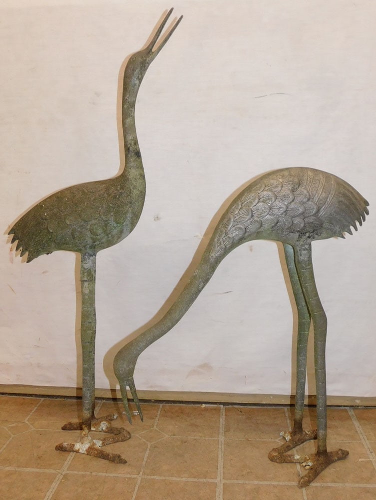 Pair of Cast Aluminum Herons (1 of 3)