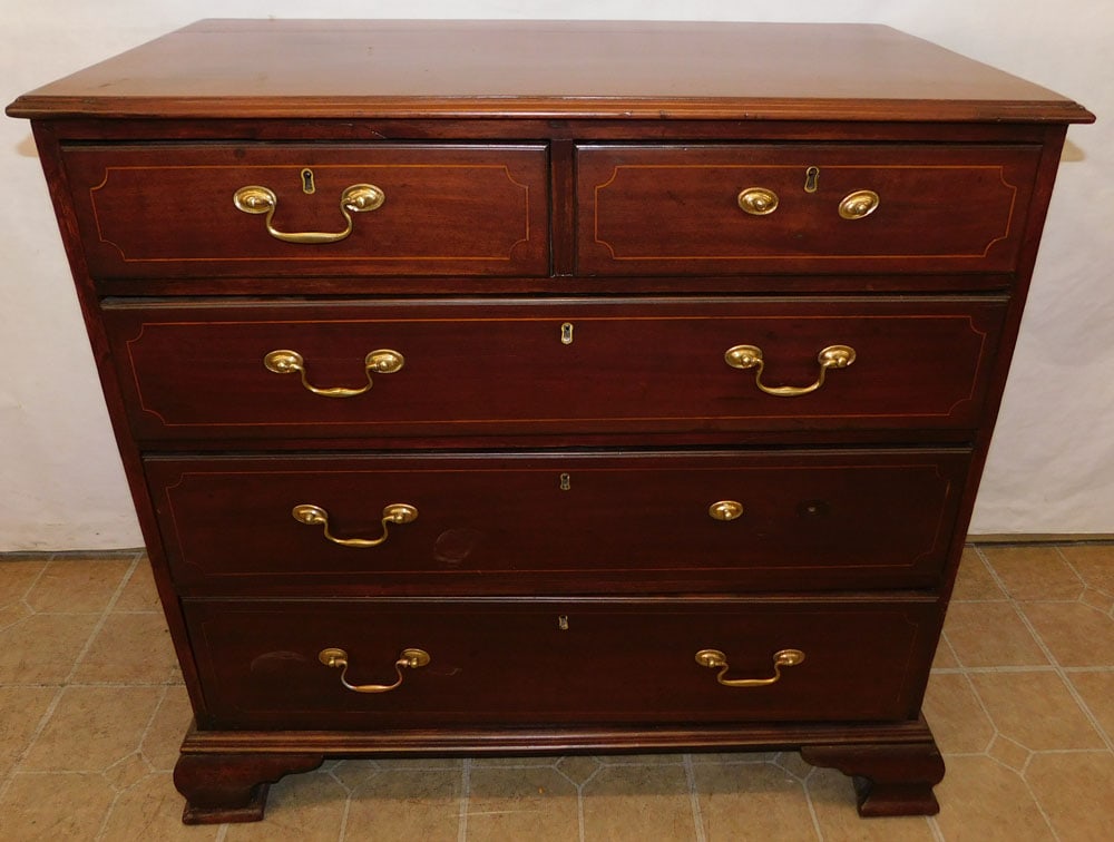 19th Century Mahogany Inlaid 2/3 Drawer Chest (1 of 7)