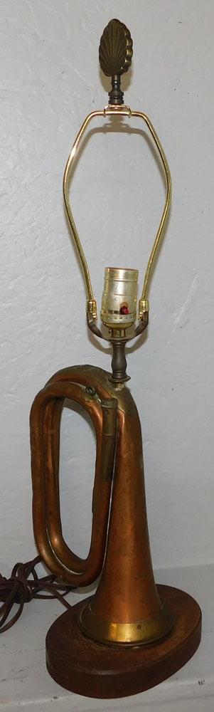 Antique Brass & Copper Bugle Made Into Lamp by Besson & Co. London (1 of 3)