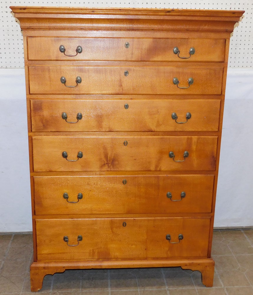 19th Century American Maple 6 Drawer Tall Chest (1 of 8)