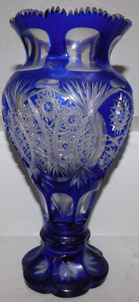 Cobalt Blue Cut to Clear Vase (1 of 2)