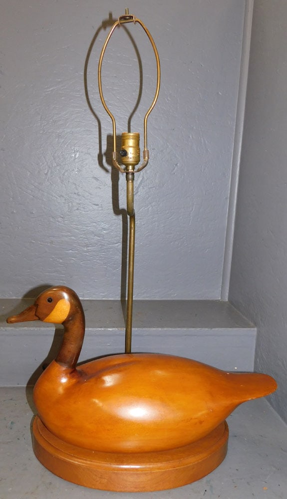 Carved Wood Duck Decoy Lamp Auction