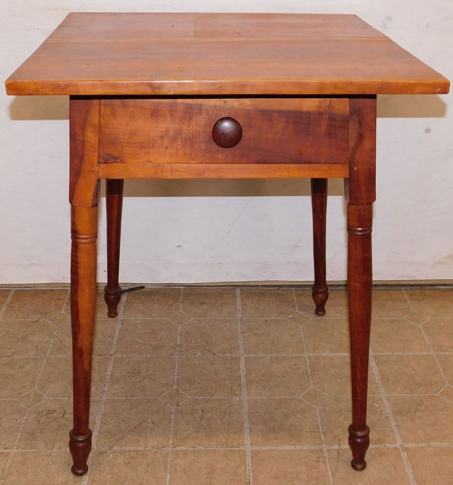19th Century Cherry Splayed Leg 1 Drawer Work Table (1 of 5)