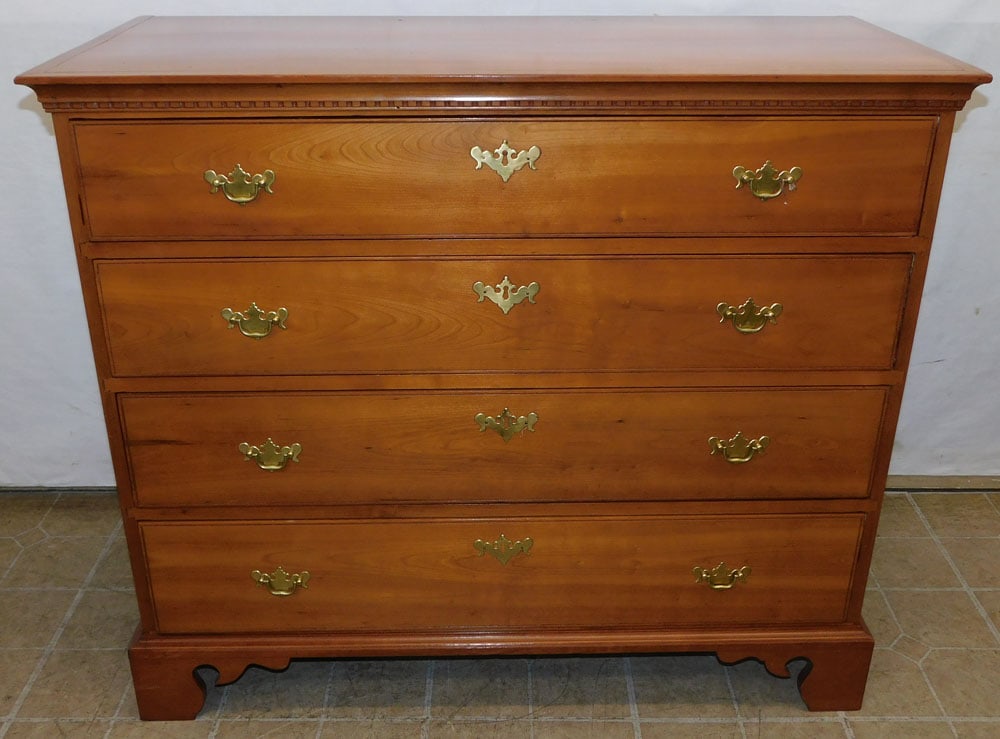 19th Century American Cherry 4 Drawer Chest with Dental Molding (1 of 8)