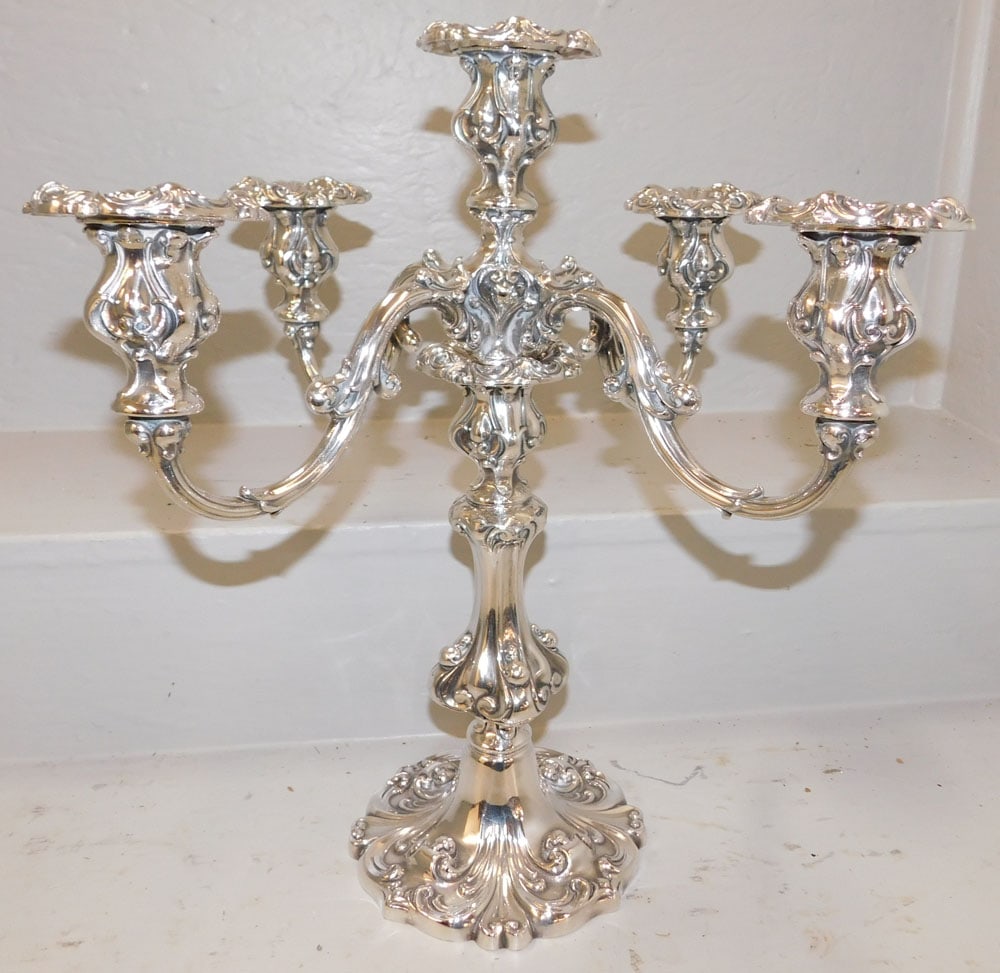 Ornate Silverplated Repousse 5 Light Candelabra by Wallace (1 of 5)