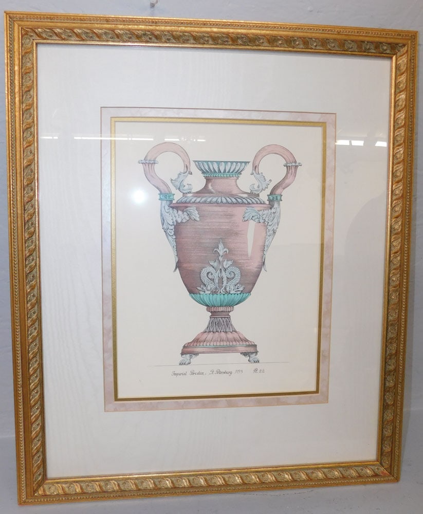 Framed Urn Print: Framed Urn Print. 20 3/4" x 24 3/4" ALL DESCRIPTIONS AND ANY CONDITION STATEMENT GIVEN BY LANGSTON AUCTION GALLERY ARE STRICTLY OPINIONS AND LANGSTON'S SHALL HAVE NO RESPONSIBILITY FOR ERRORS OR OMISS