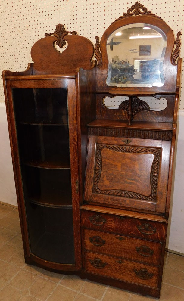 Antique Tiger Oak Side by Side Secretary (1 of 7)