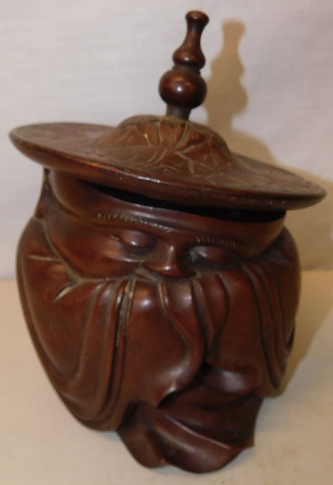 Carved Oriental Wood Figural Box (1 of 5)