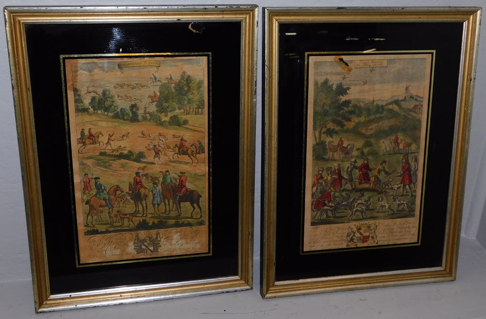 2 Antique Framed Engravings of Fox Hunt Scenes (1 of 8)