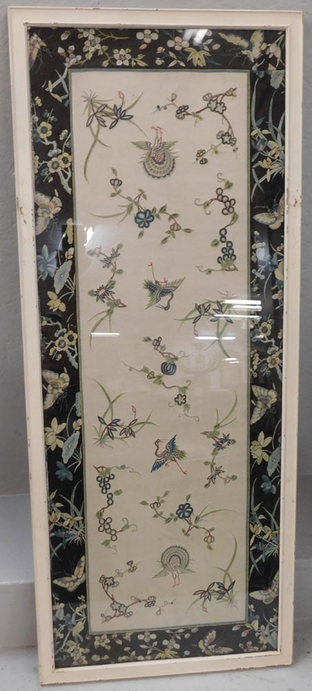 Framed Oriental Embroidery on Silk (1 of 3)