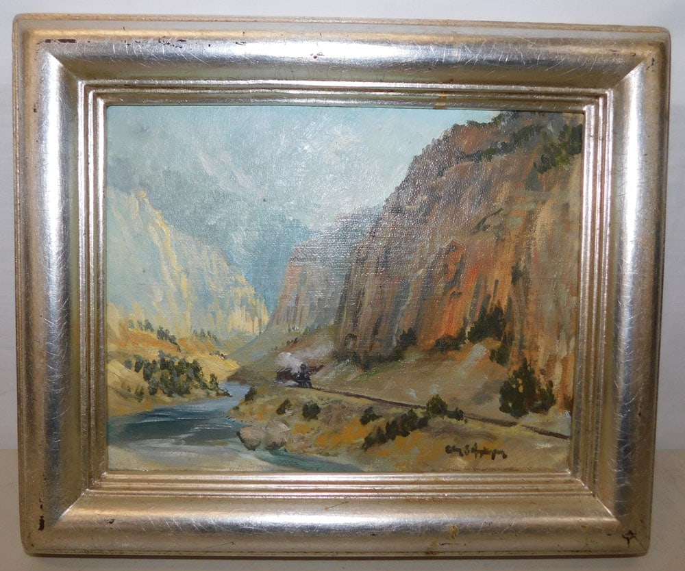Small Oil Painting Entitled 'Wind River' by Glen Hopkinson: Small Oil Painting Entitled 'Wind River' by Glen Hopkinson. 12" x 10" ALL DESCRIPTIONS AND ANY CONDITION STATEMENT GIVEN BY LANGSTON AUCTION GALLERY ARE STRICTLY OPINIONS AND LANGSTON'S SHALL HAVE NO 