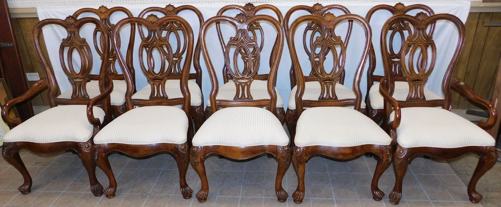 Set of 10 Mahogany Dining Chairs by Thomasville (1 of 5)