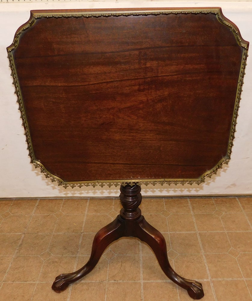 19th Century Mahogany Tilt Top Table with Bird Cage & Bronze Gallery (1 of 4)