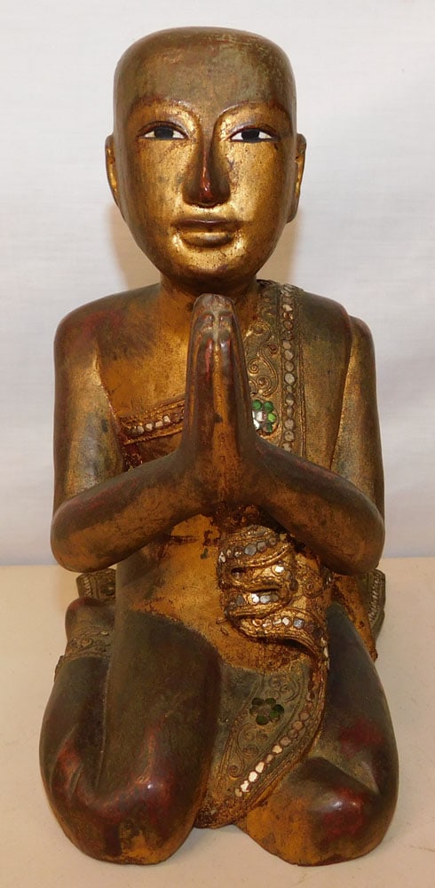 Gilded Carved Wood Oriental Figure (1 of 4)