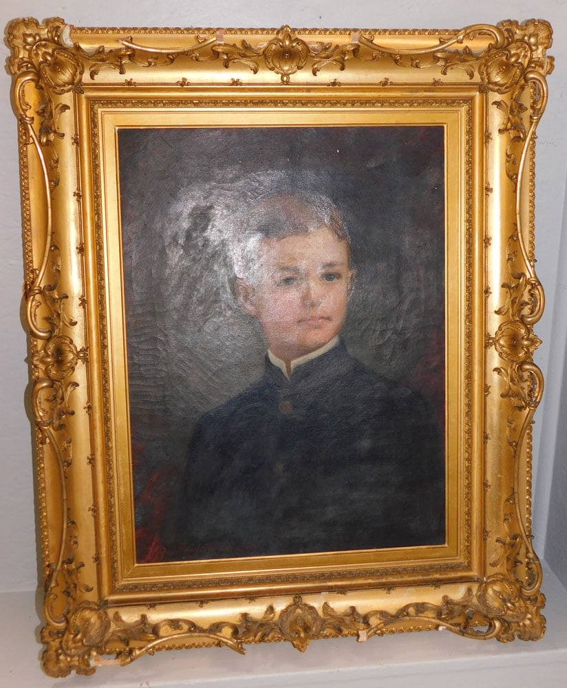 Framed 19th Century Oil on Canvas Portrait of Young Adolescent Signed (1 of 5)