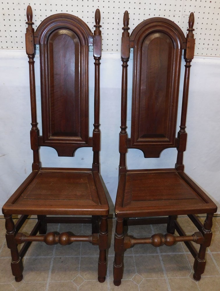Pair of Walnut Pegged High Back Dining Chairs (1 of 6)