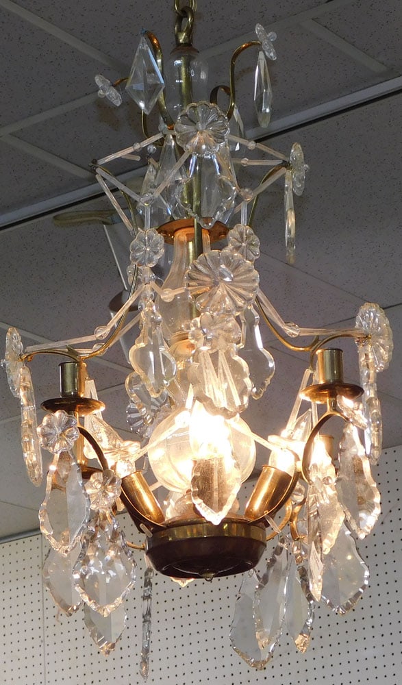 Brass & Crystal 4 Light Chandelier (1 of 3)