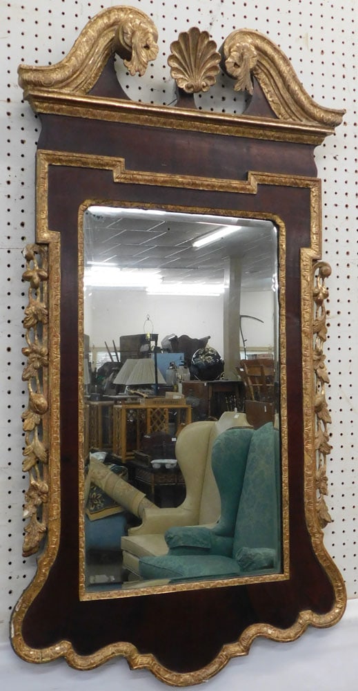 19th Century Mahogany & Gilded Frame Mirror with Shell Crest (1 of 6)