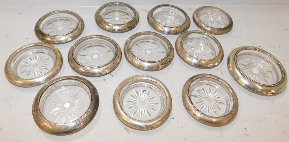 12 Sterling Rimmed Coasters (1 of 3)