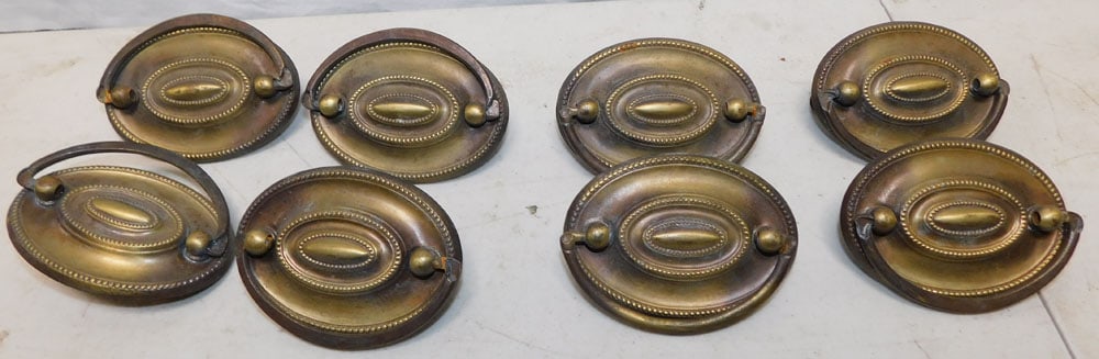 Lot of 8 Oval Hardware Drawer Pulls: Lot of 8 Oval Hardware Drawer Pulls. "ALL DESCRIPTIONS AND ANY CONDITION STATEMENT GIVEN BY LANGSTON AUCTION GALLERY ARE STRICTLY OPINIONS AND LANGSTON'S SHALL HAVE NO RESPONSIBILITY FOR ERRORS OR OMI