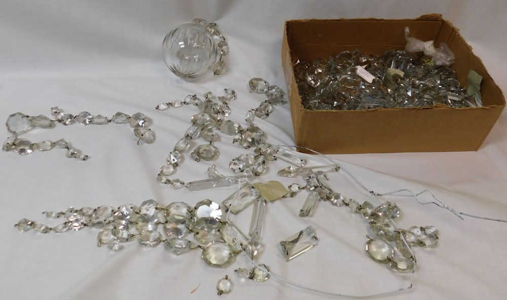 Lot of Glass Lamp Prisms: Lot of Glass Lamp Prisms. "ALL DESCRIPTIONS AND ANY CONDITION STATEMENT GIVEN BY LANGSTON AUCTION GALLERY ARE STRICTLY OPINIONS AND LANGSTON'S SHALL HAVE NO RESPONSIBILITY FOR ERRORS OR OMISSIONS. THE