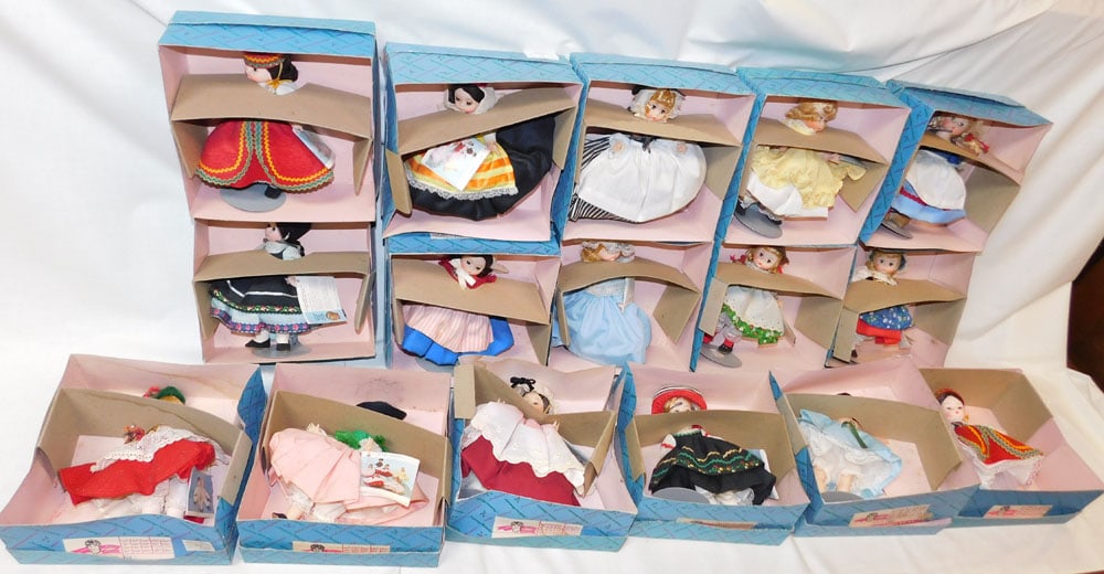 Lot of 16 Madame Alexander Dolls in Boxes: Lot of 16 Madame Alexander Dolls in Boxes. "ALL DESCRIPTIONS AND ANY CONDITION STATEMENT GIVEN BY LANGSTON AUCTION GALLERY ARE STRICTLY OPINIONS AND LANGSTON'S SHALL HAVE NO RESPONSIBILITY FOR ERRORS 