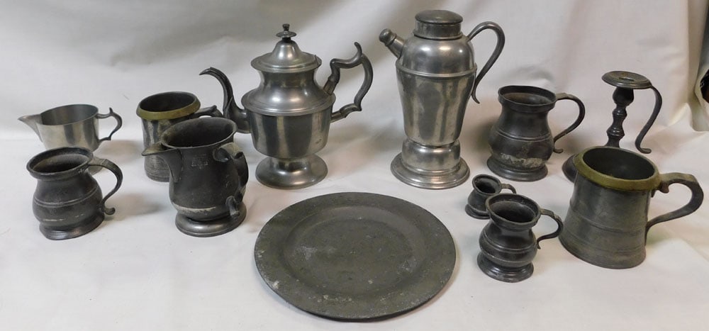 Lot of Pewter Items: Lot of Pewter Items . "ALL DESCRIPTIONS AND ANY CONDITION STATEMENT GIVEN BY LANGSTON AUCTION GALLERY ARE STRICTLY OPINIONS AND LANGSTON'S SHALL HAVE NO RESPONSIBILITY FOR ERRORS OR OMISSIONS. THE ABS