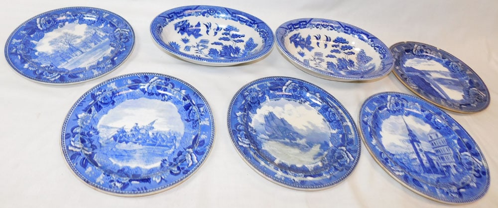 Lot of Antique Blue Transfer & Blue Willow Plates (1 of 4)