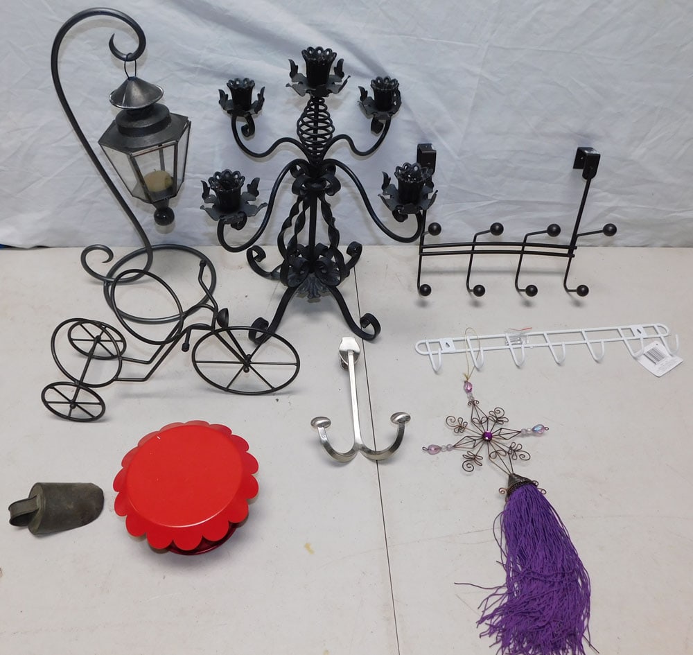 Lot of Metal Candleholders: Lot of Metal Candleholders. "ALL DESCRIPTIONS AND ANY CONDITION STATEMENT GIVEN BY LANGSTON AUCTION GALLERY ARE STRICTLY OPINIONS AND LANGSTON'S SHALL HAVE NO RESPONSIBILITY FOR ERRORS OR OMISSIONS. T