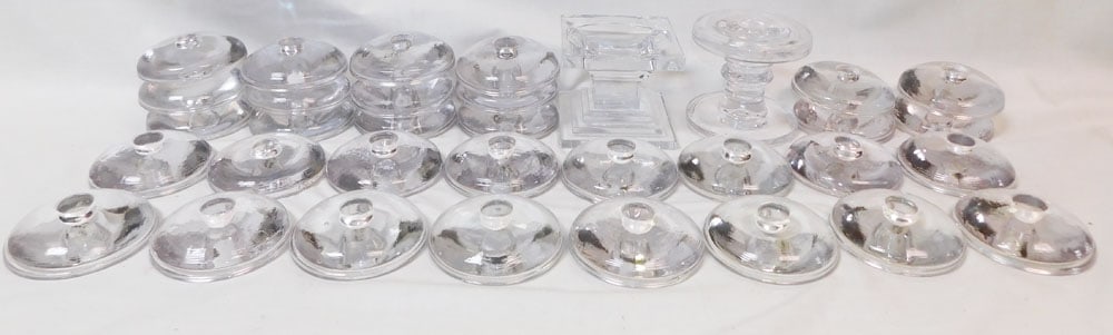 Lot of Glass Candlesticks: Lot of Glass Candlesticks. "ALL DESCRIPTIONS AND ANY CONDITION STATEMENT GIVEN BY LANGSTON AUCTION GALLERY ARE STRICTLY OPINIONS AND LANGSTON'S SHALL HAVE NO RESPONSIBILITY FOR ERRORS OR OMISSIONS. TH