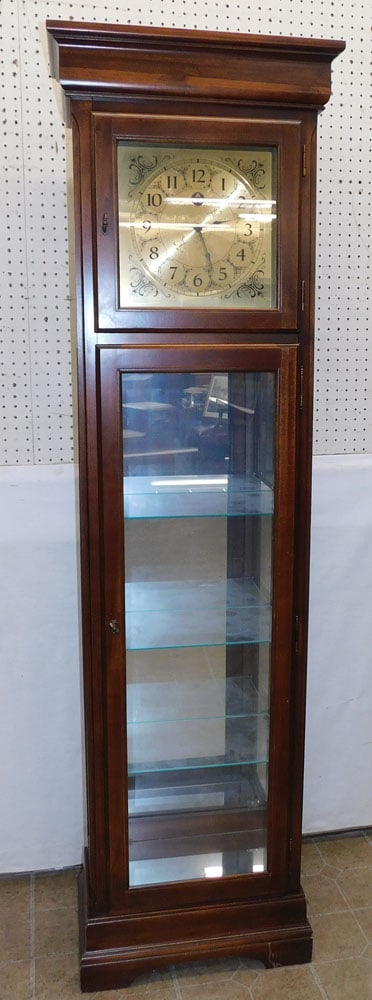 Cherry & Brass Curio Cabinet with Clock Top (1 of 7)