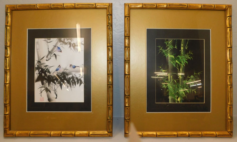 2 framed oriental watercolors on silk (1 of 5)