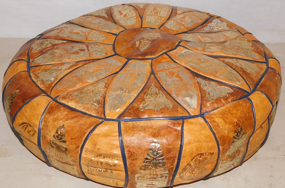 oriental leather ottoman (1 of 3)