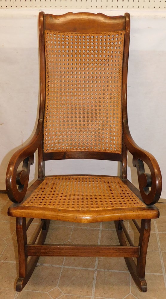 antique walnut cane seat & back rocker (1 of 4)