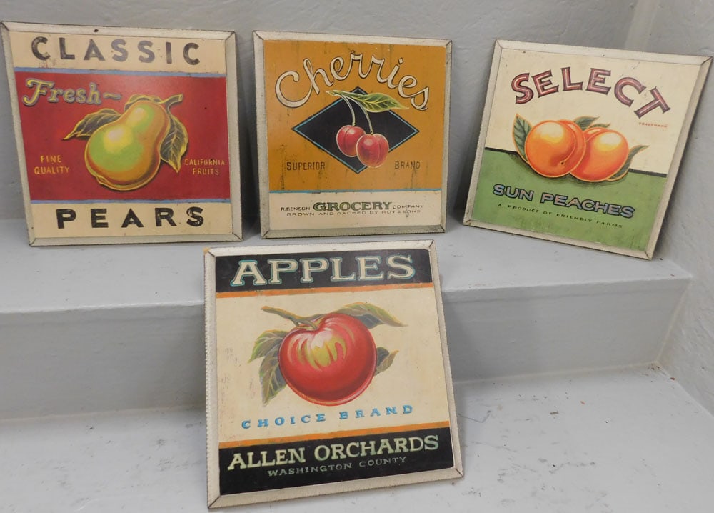 lot of four painted wall hanging panels (1 of 6)