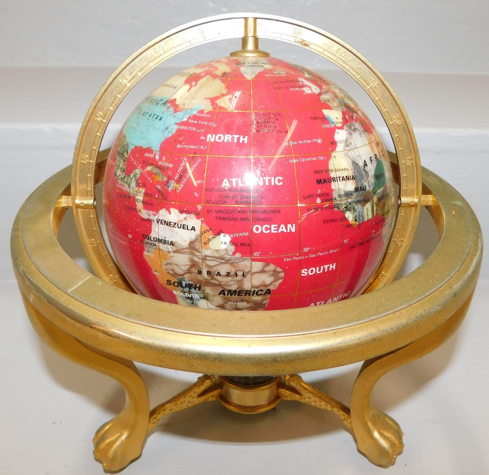 gemstone and gilded metal table top globe (1 of 4)